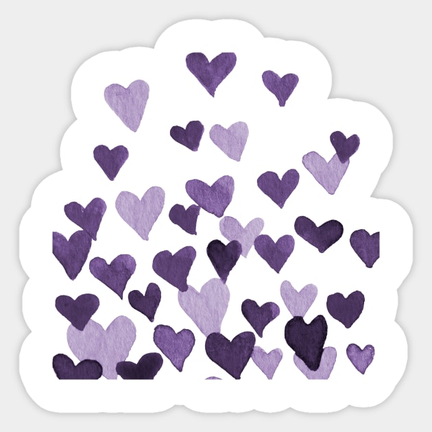 Valentine’s Day Watercolor Hearts – ultra violet Sticker by wackapacka